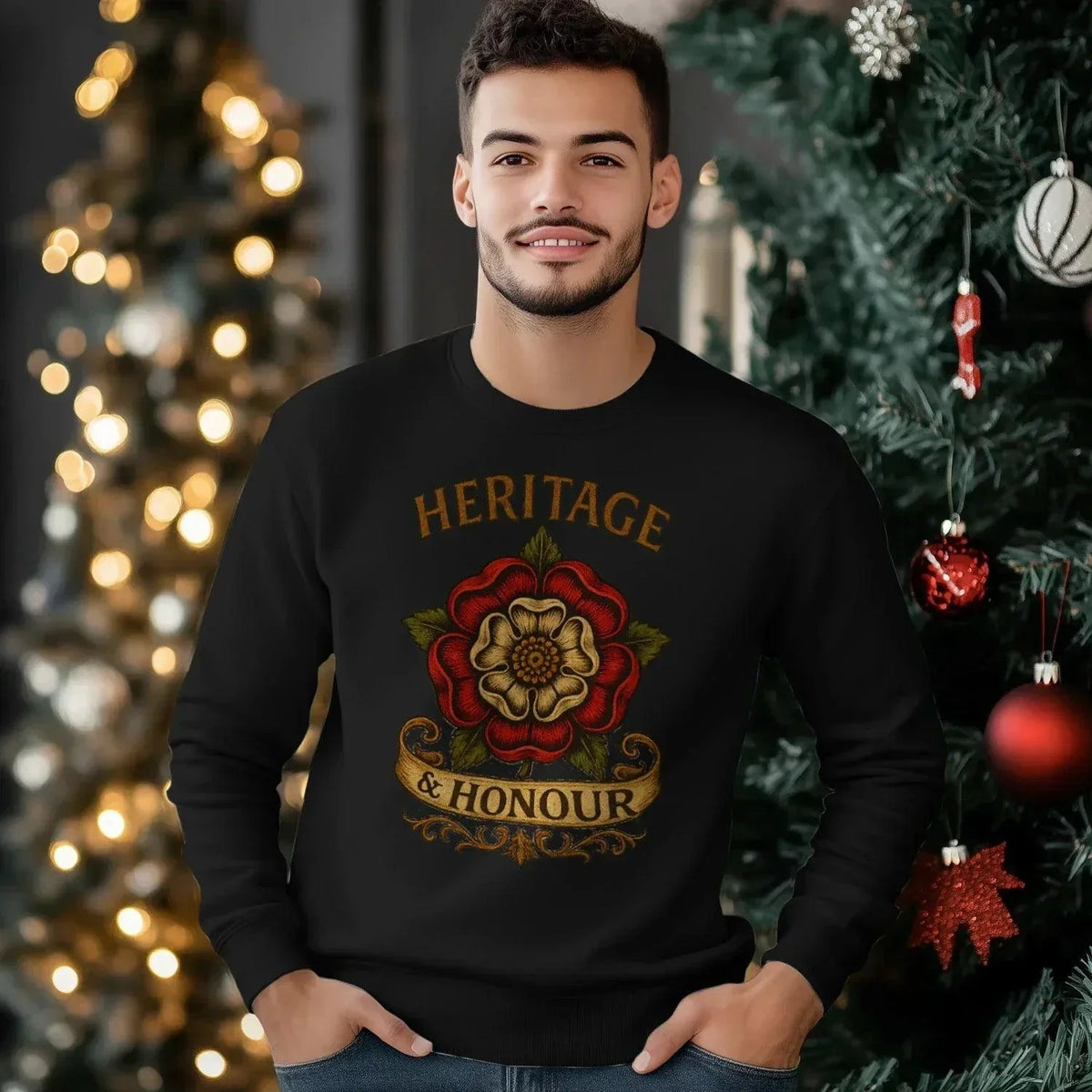 English Sweatshirt - Heritage Honour Rose Unisex Streetwear - Celtic Wolfwear
