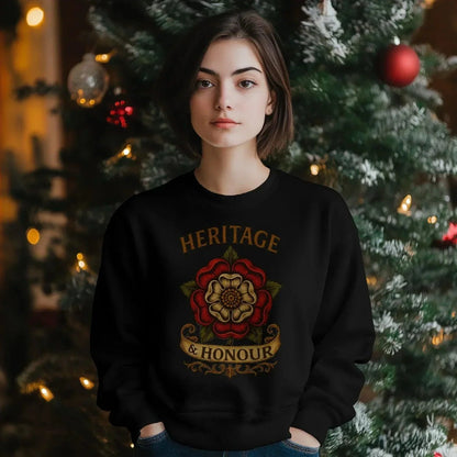 English Sweatshirt - Heritage Honour Rose Unisex Streetwear - Celtic Wolfwear