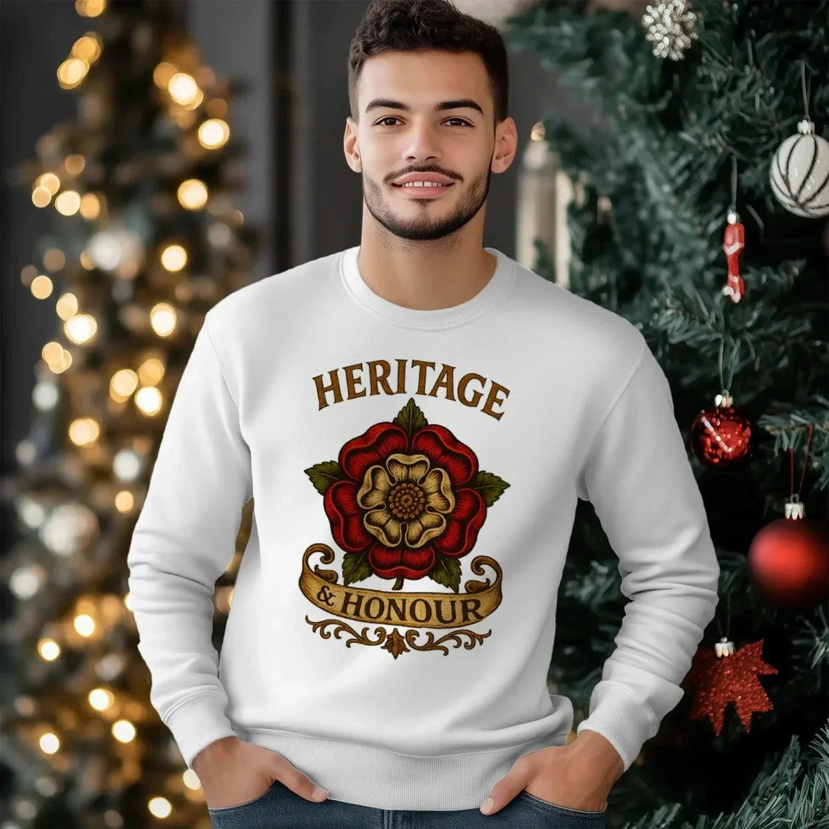 English Sweatshirt - Heritage Honour Rose Unisex Streetwear - Celtic Wolfwear