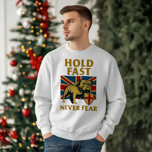 English Sweatshirt - Hold Fast Never Fear Crew, Unisex - Celtic Wolfwear