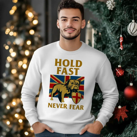 English Sweatshirt - Hold Fast Never Fear Crew, Unisex - Celtic Wolfwear