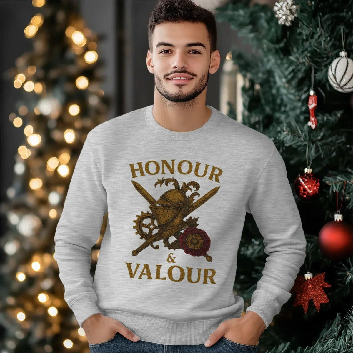 English Sweatshirt - Honour and Valour Unisex Streetwear - Celtic Wolfwear