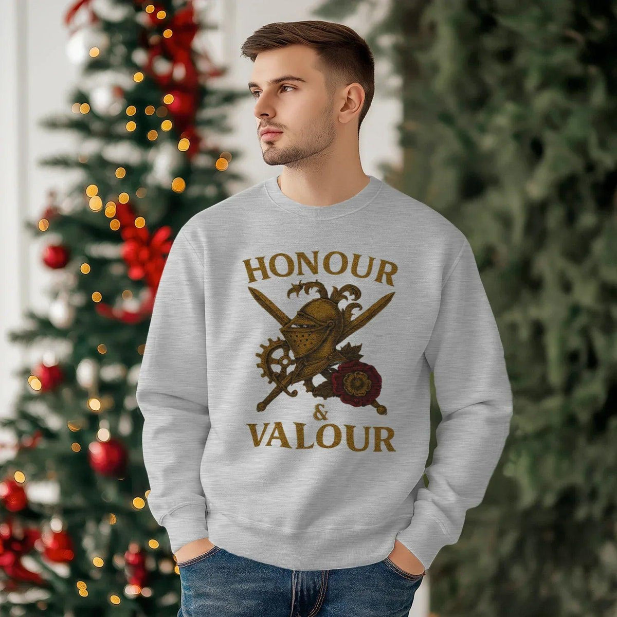 English Sweatshirt - Honour and Valour Unisex Streetwear - Celtic Wolfwear