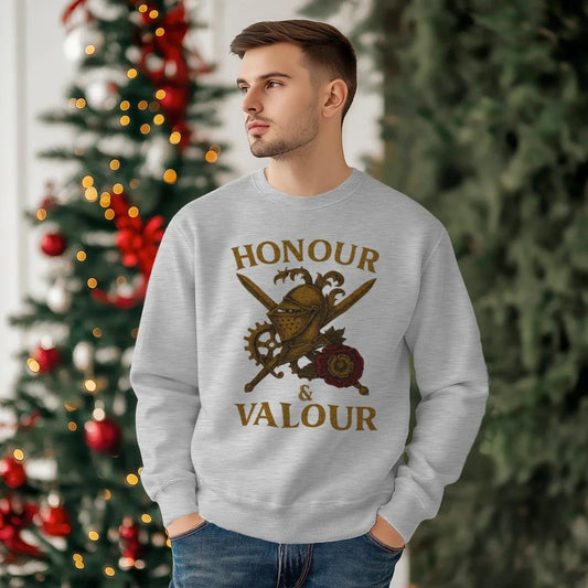 English Sweatshirt - Honour and Valour Unisex Streetwear - Celtic Wolfwear