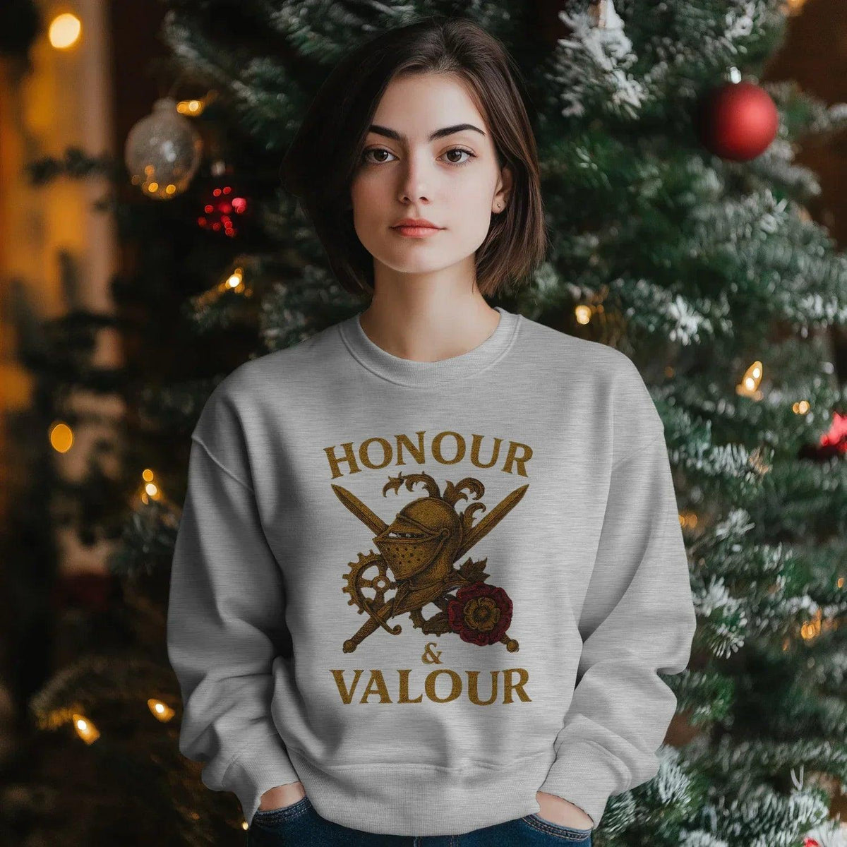 English Sweatshirt - Honour and Valour Unisex Streetwear - Celtic Wolfwear