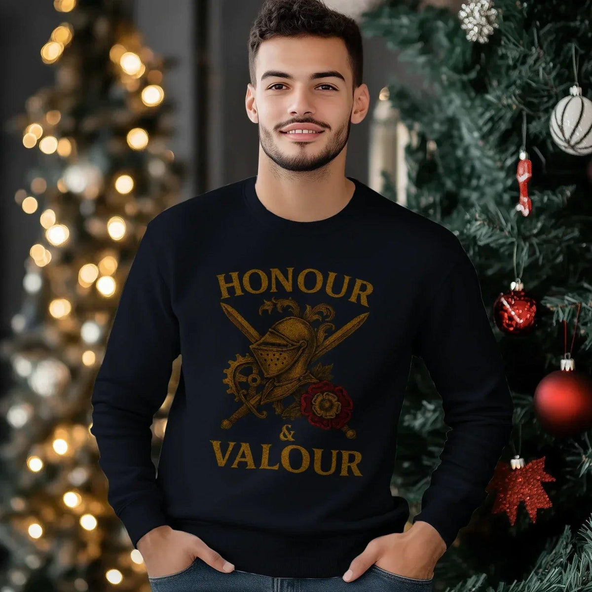 English Sweatshirt - Honour and Valour Unisex Streetwear - Celtic Wolfwear