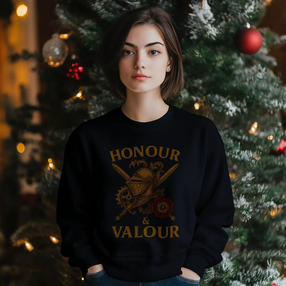 English Sweatshirt - Honour and Valour Unisex Streetwear - Celtic Wolfwear