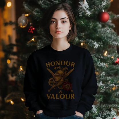 English Sweatshirt - Honour and Valour Unisex Streetwear - Celtic Wolfwear