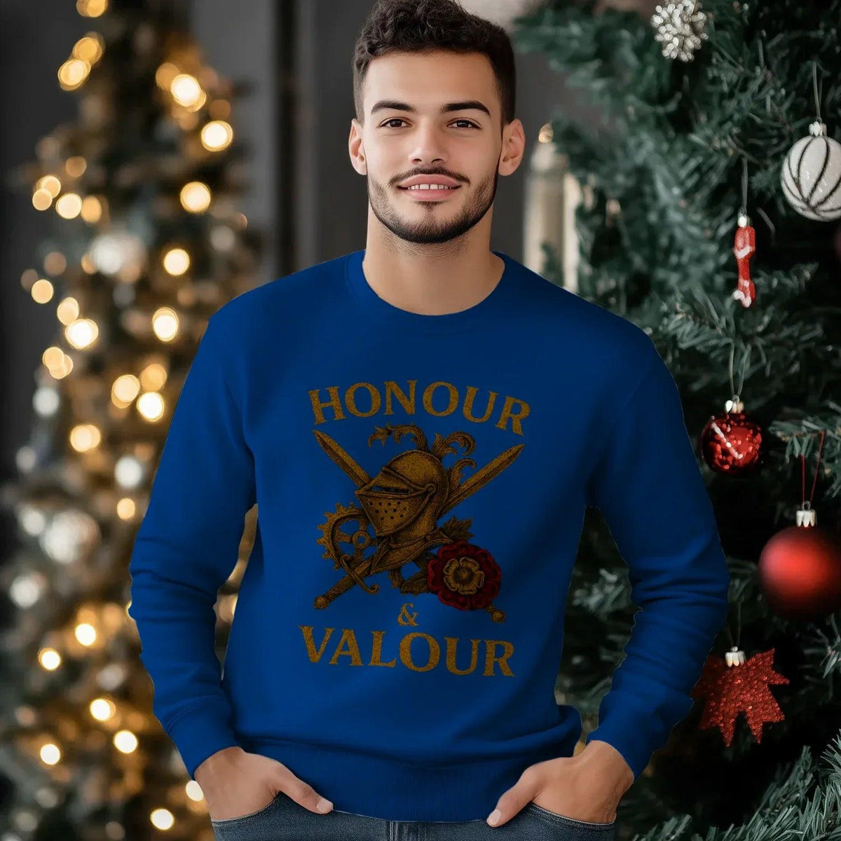 English Sweatshirt - Honour and Valour Unisex Streetwear - Celtic Wolfwear