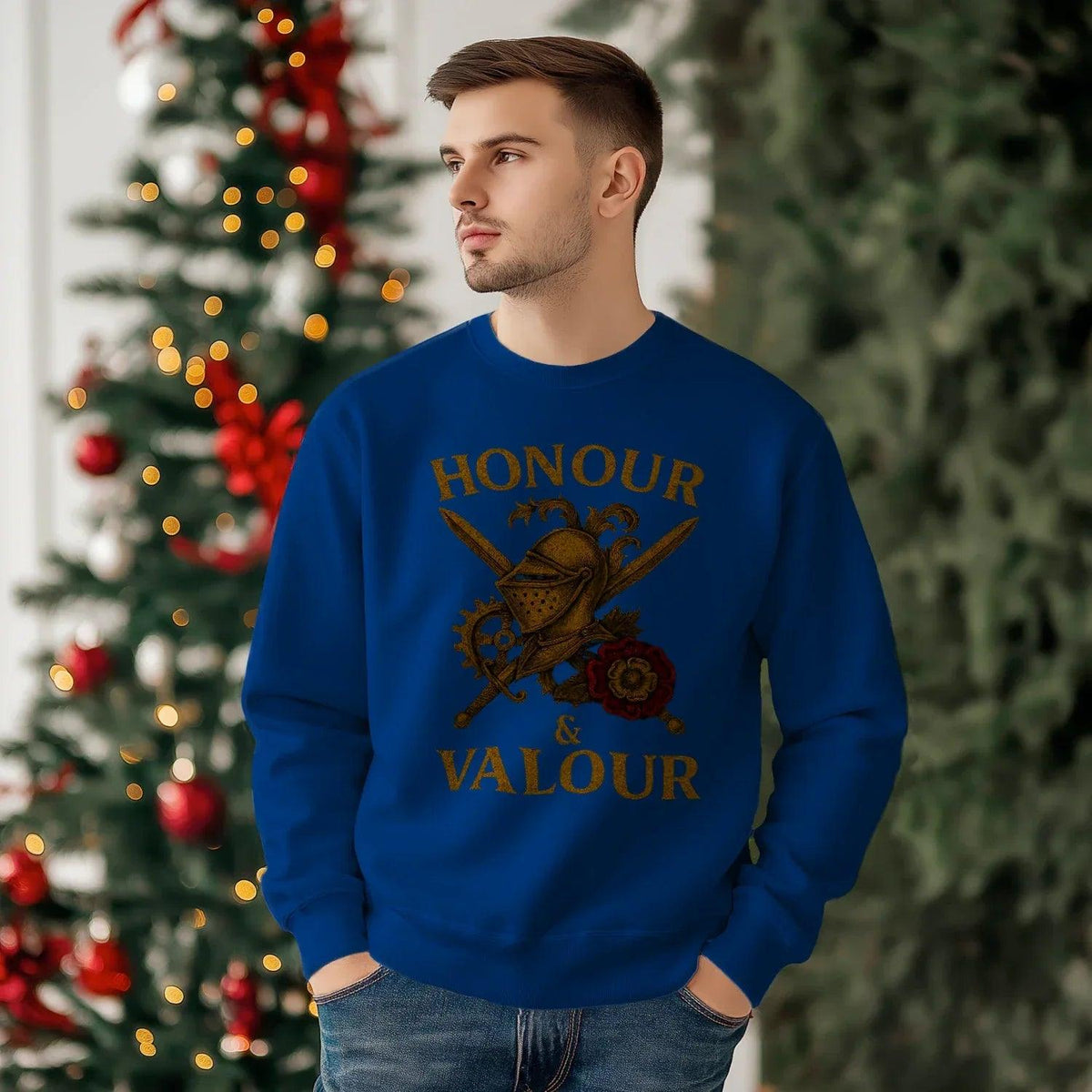 English Sweatshirt - Honour and Valour Unisex Streetwear - Celtic Wolfwear
