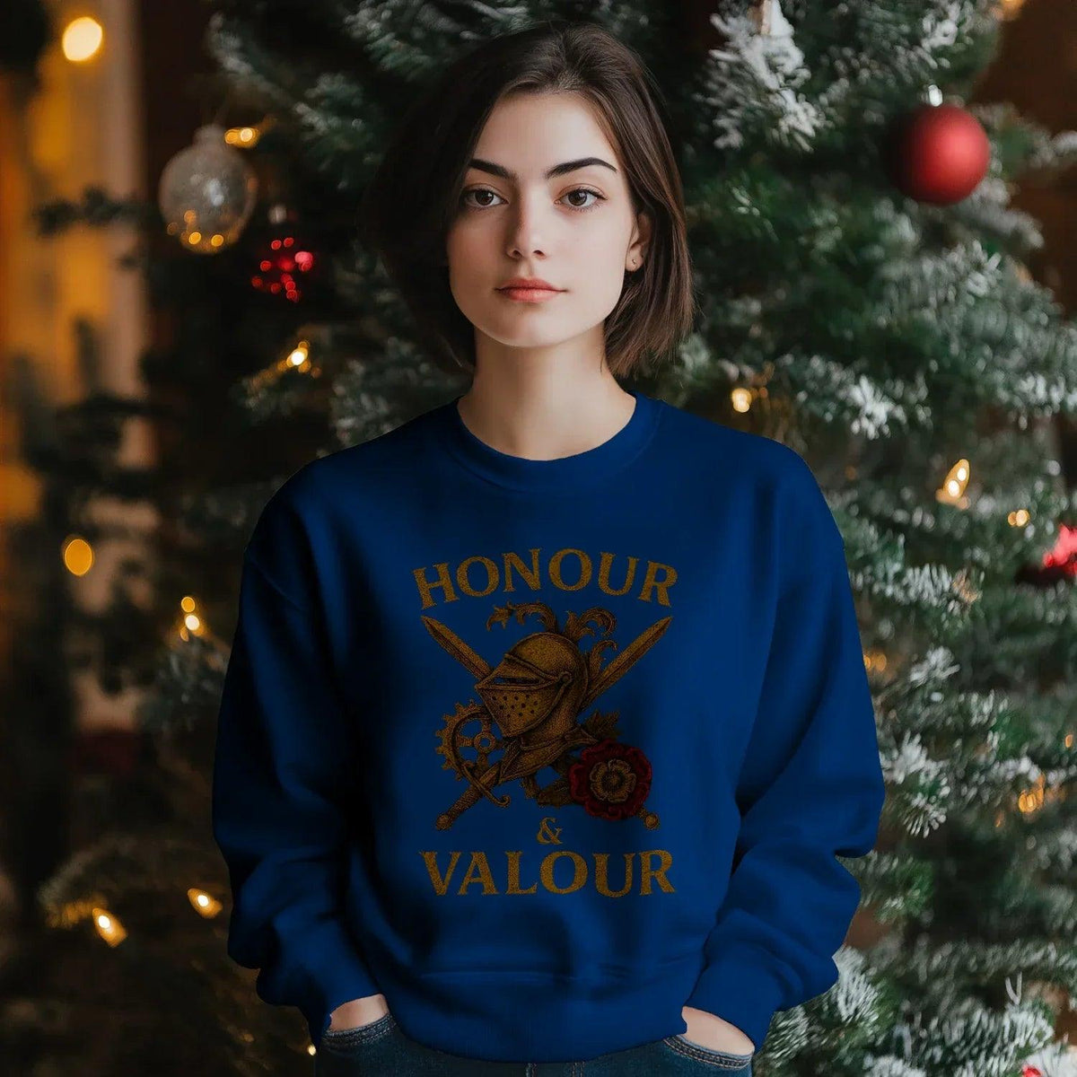 English Sweatshirt - Honour and Valour Unisex Streetwear - Celtic Wolfwear