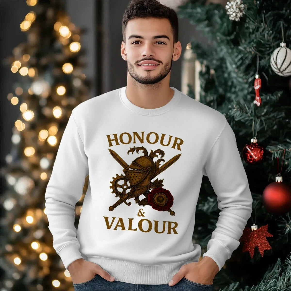 English Sweatshirt - Honour and Valour Unisex Streetwear - Celtic Wolfwear