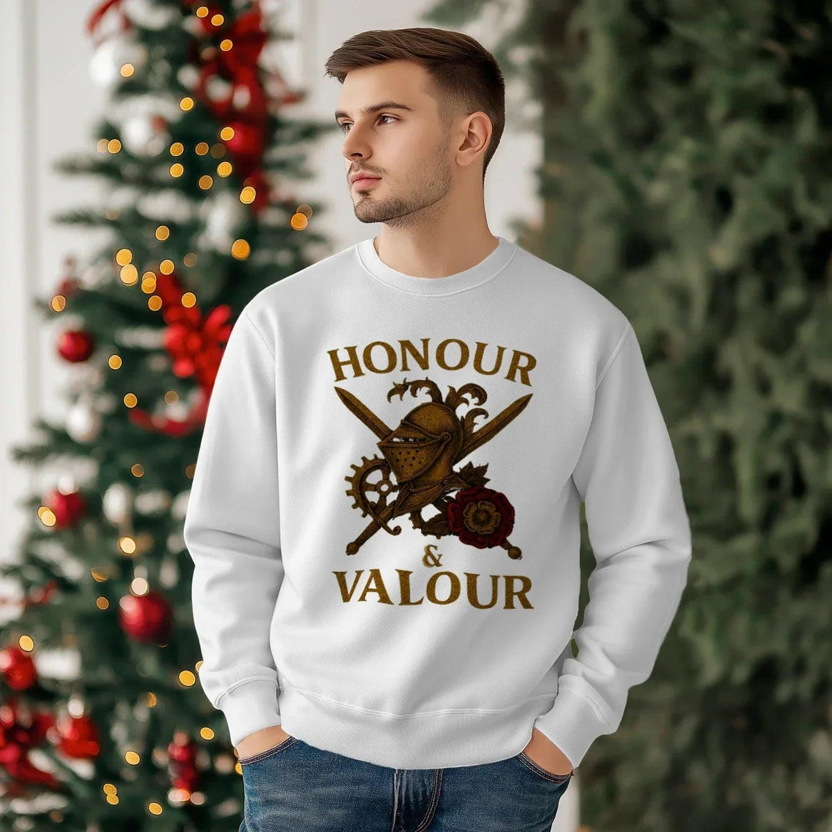 English Sweatshirt - Honour and Valour Unisex Streetwear - Celtic Wolfwear