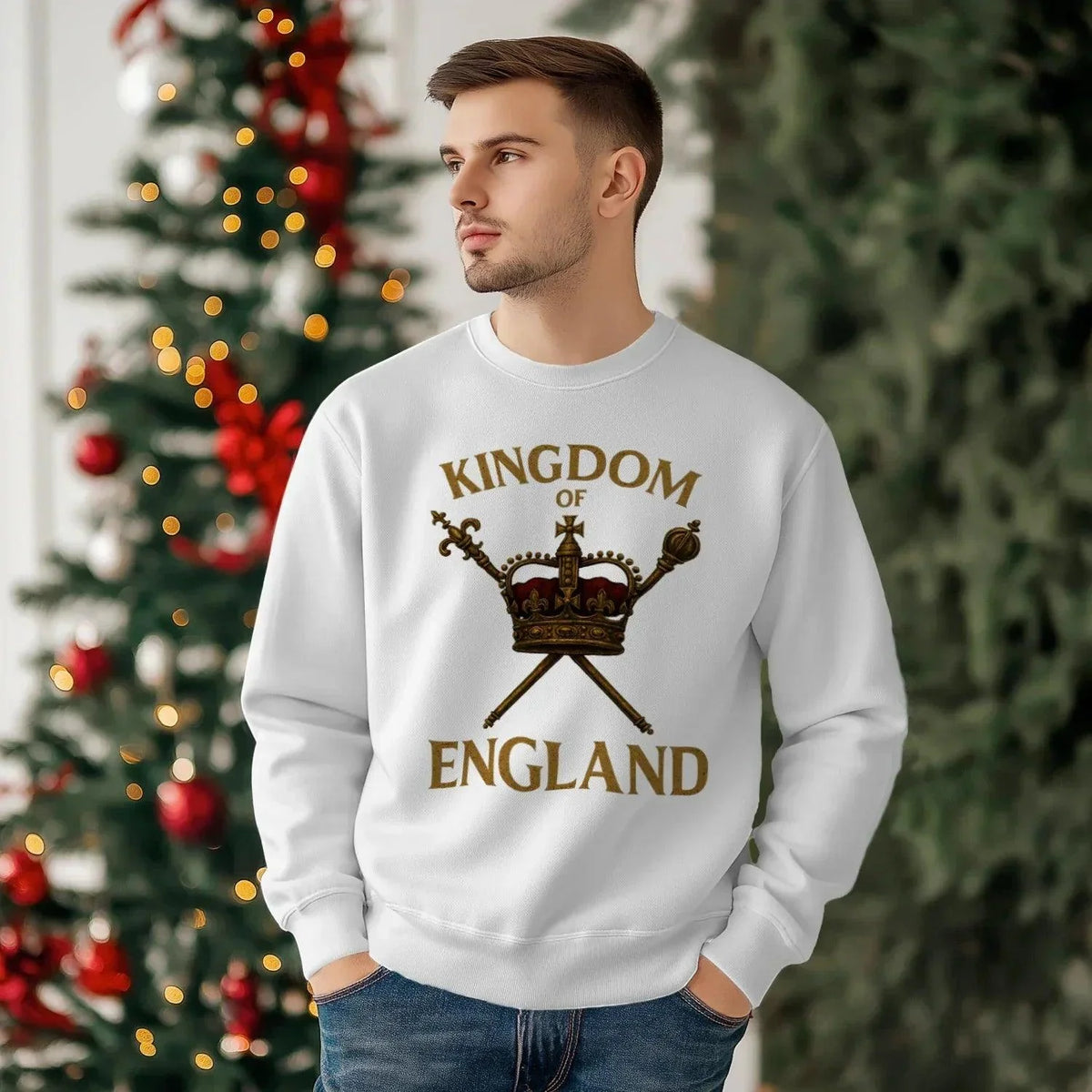 English Sweatshirt - Kingdom of Crown Unisex Streetwear - Celtic Wolfwear