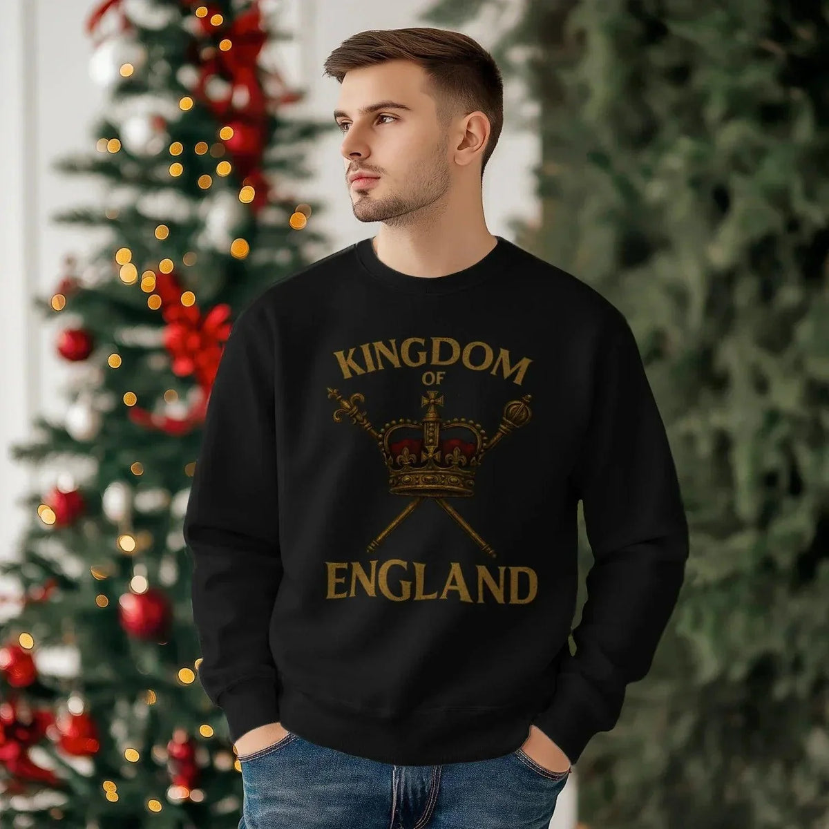 English Sweatshirt - Kingdom of Crown Unisex Streetwear - Celtic Wolfwear