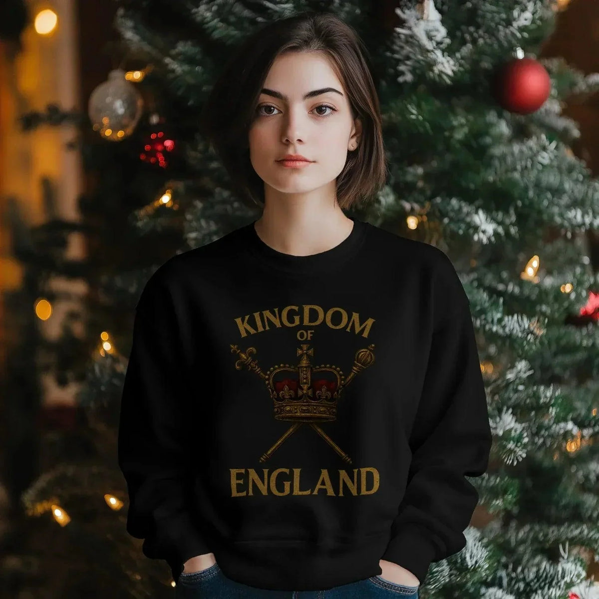 English Sweatshirt - Kingdom of Crown Unisex Streetwear - Celtic Wolfwear