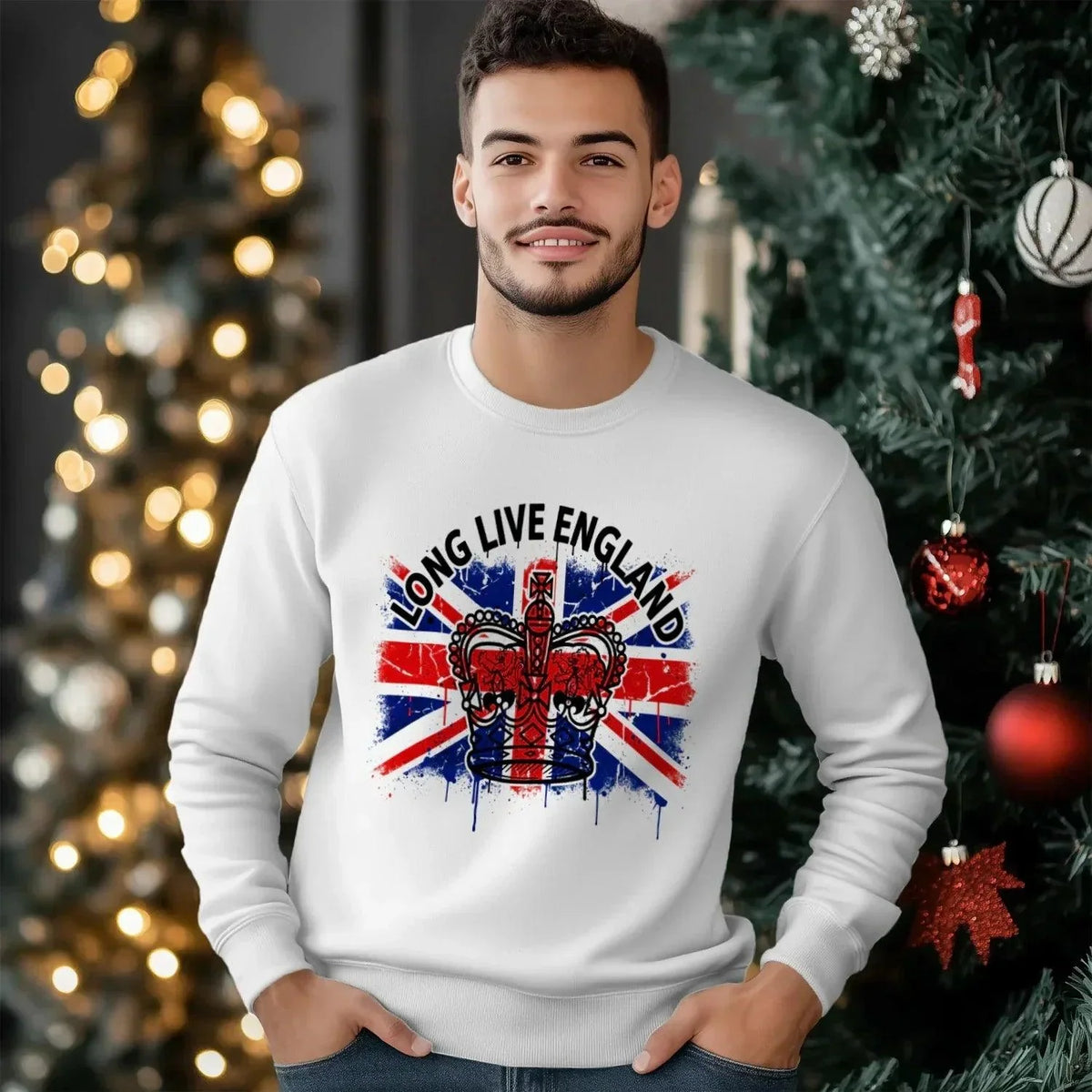 English Sweatshirt - Long Live Crown Cross, Unisex - Celtic Wolfwear