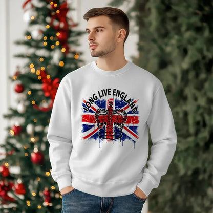 English Sweatshirt - Long Live Crown Cross, Unisex - Celtic Wolfwear