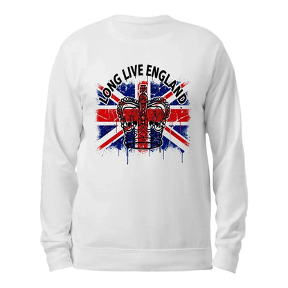 English Sweatshirt - Long Live Crown Cross, Unisex - Celtic Wolfwear
