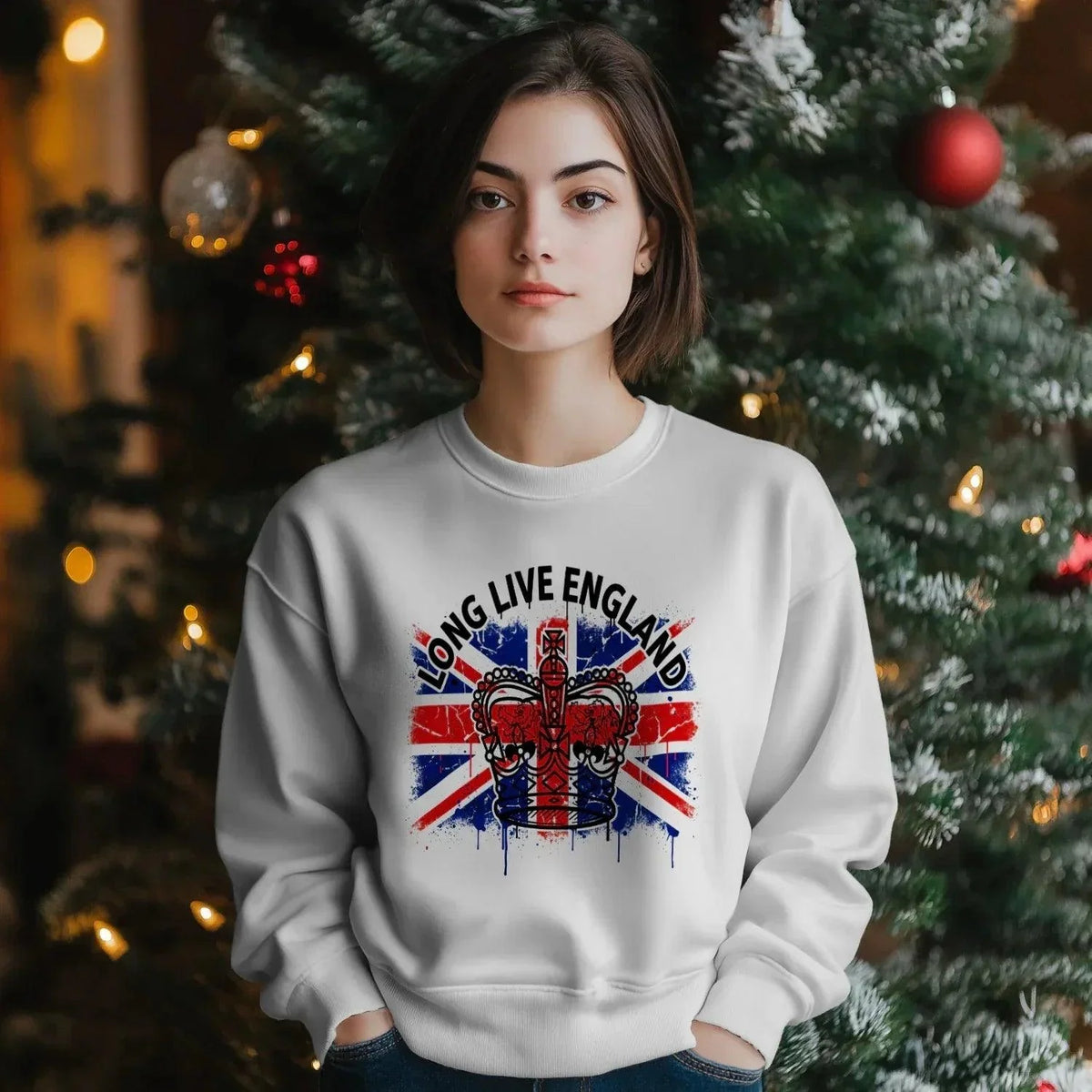 English Sweatshirt - Long Live Crown Cross, Unisex - Celtic Wolfwear