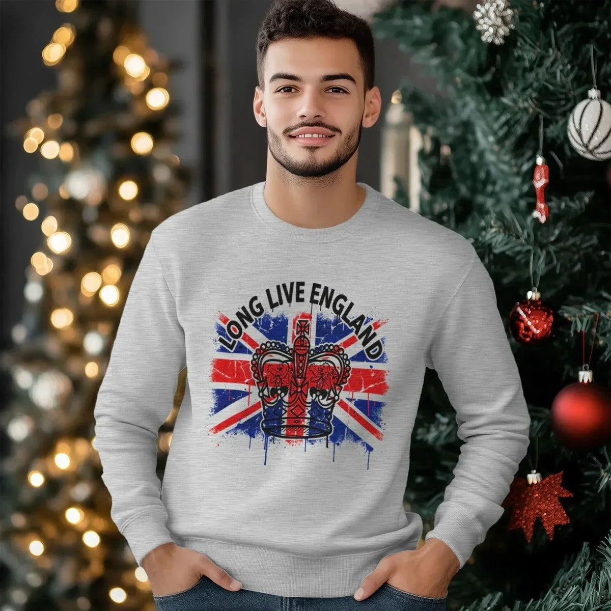 English Sweatshirt - Long Live Crown Cross, Unisex - Celtic Wolfwear