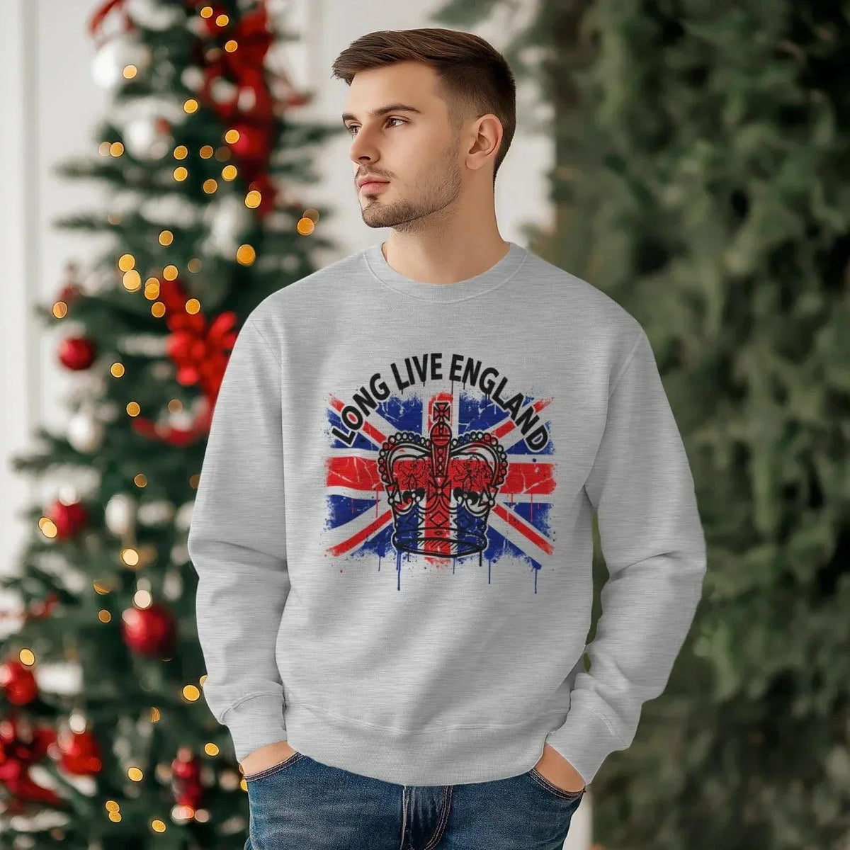 English Sweatshirt - Long Live Crown Cross, Unisex - Celtic Wolfwear