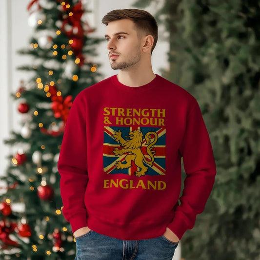 English Sweatshirt - Strength and Honour Unisex Streetwear - Celtic Wolfwear