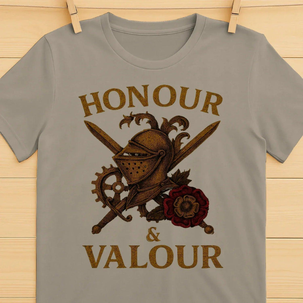 English T-Shirt - Steampunk Warrior Honour and Valour - Celtic Wolfwear