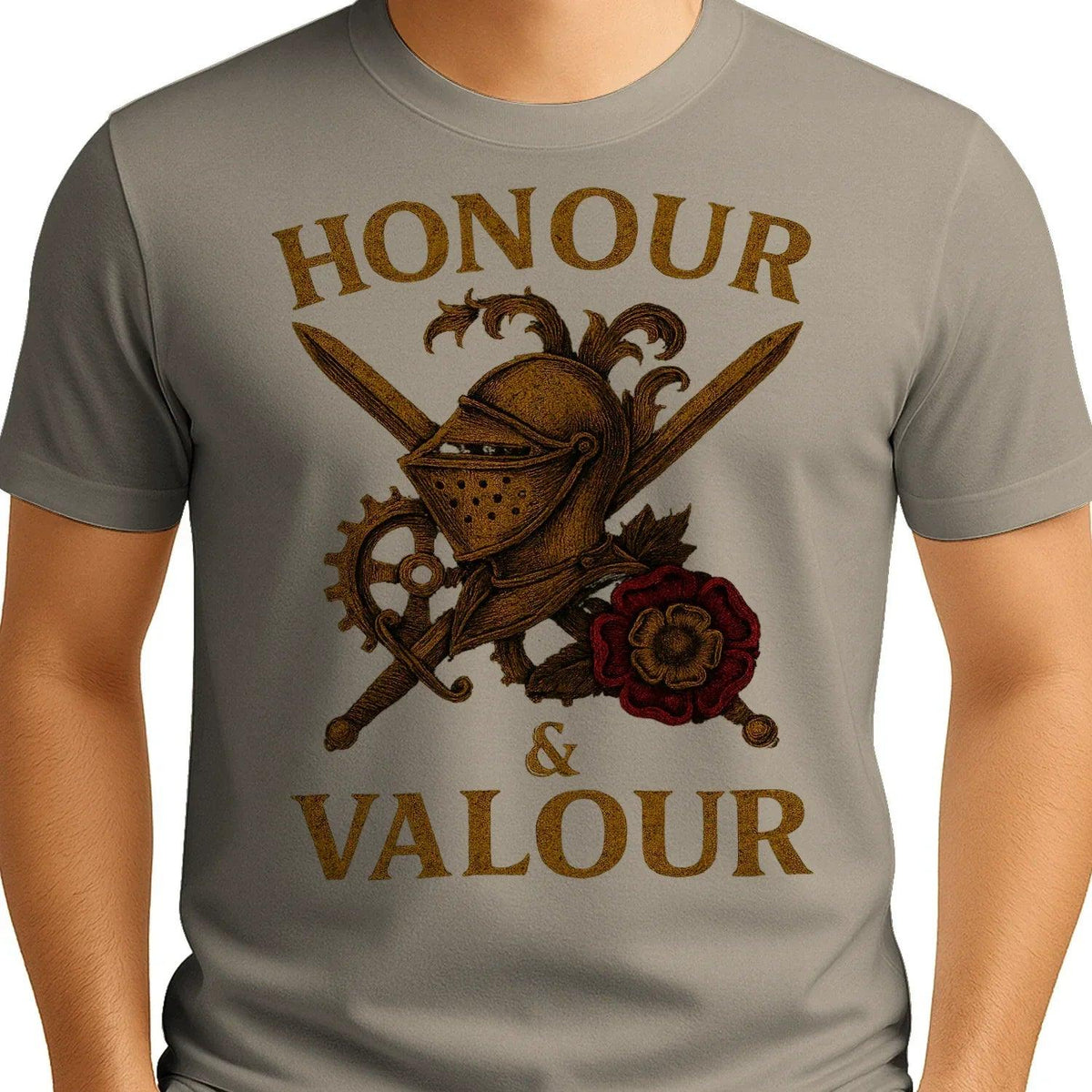 English T-Shirt - Steampunk Warrior Honour and Valour - Celtic Wolfwear