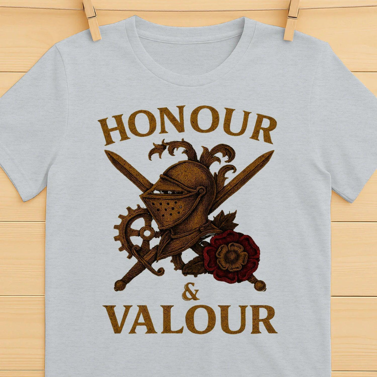 English T-Shirt - Steampunk Warrior Honour and Valour - Celtic Wolfwear