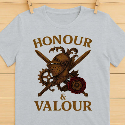 English T-Shirt - Steampunk Warrior Honour and Valour - Celtic Wolfwear