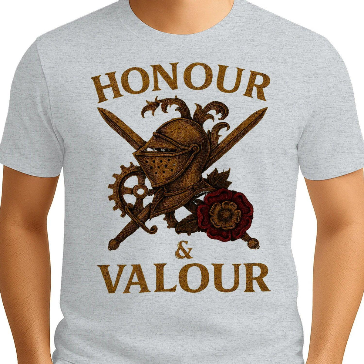 English T-Shirt - Steampunk Warrior Honour and Valour - Celtic Wolfwear