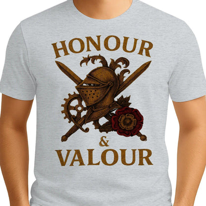 English T-Shirt - Steampunk Warrior Honour and Valour - Celtic Wolfwear
