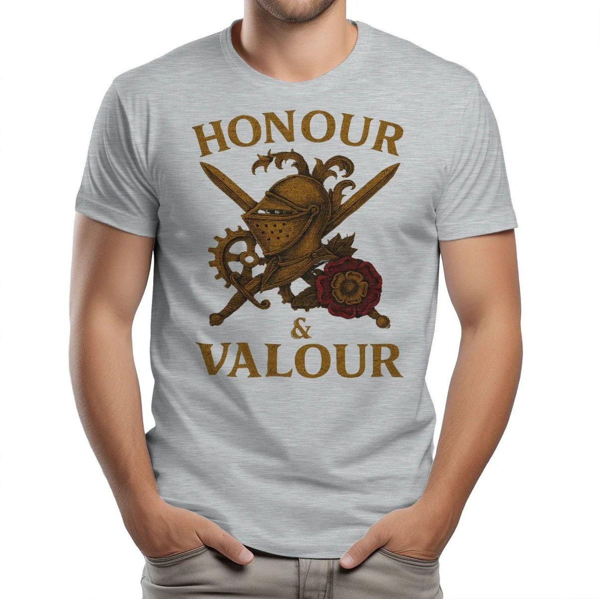 English T-Shirt - Steampunk Warrior Honour and Valour - Celtic Wolfwear
