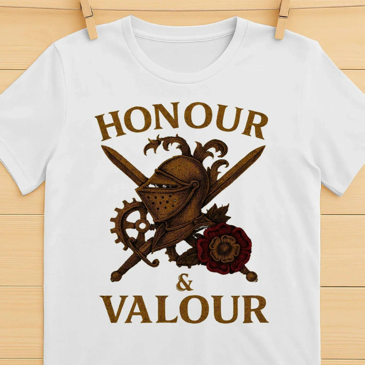 English T-Shirt - Steampunk Warrior Honour and Valour - Celtic Wolfwear