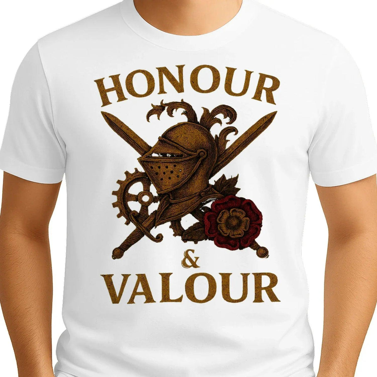 English T-Shirt - Steampunk Warrior Honour and Valour - Celtic Wolfwear