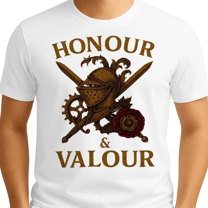English T-Shirt - Steampunk Warrior Honour and Valour - Celtic Wolfwear