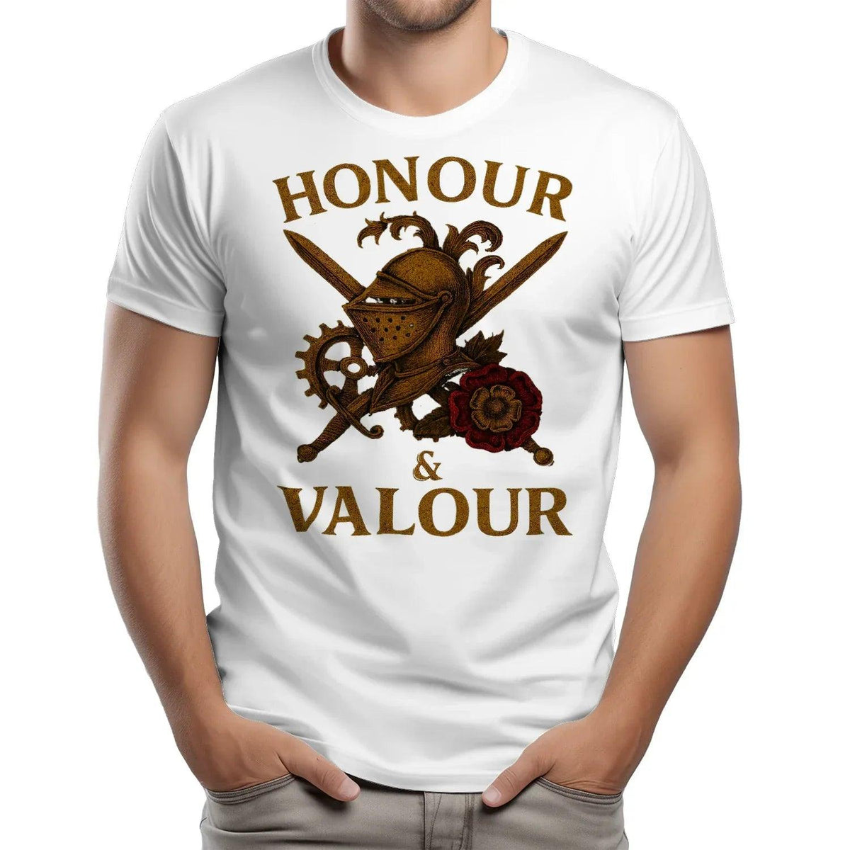 English T-Shirt - Steampunk Warrior Honour and Valour - Celtic Wolfwear
