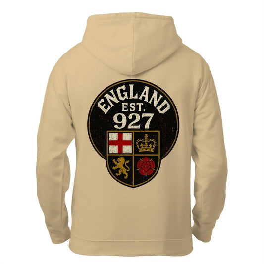 English Zip Hoodie - Est 927 Heraldic Crest, Unisex - Celtic Wolfwear