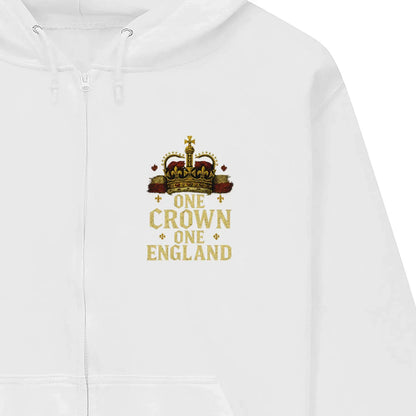 English Zip Hoodie - One Crown One Gold Royal, Unisex - Celtic Wolfwear
