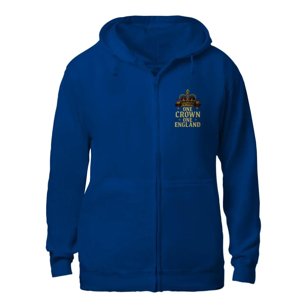 English Zip Hoodie - One Crown One Gold Royal, Unisex - Celtic Wolfwear