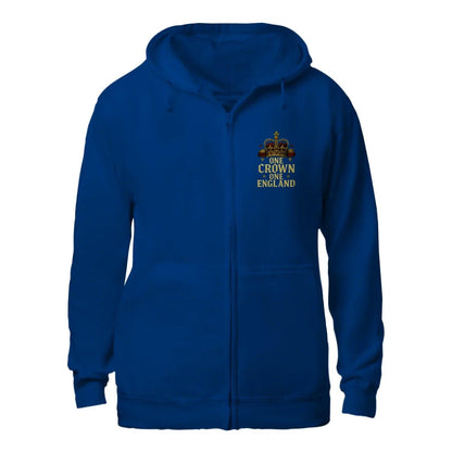 English Zip Hoodie - One Crown One Gold Royal, Unisex - Celtic Wolfwear