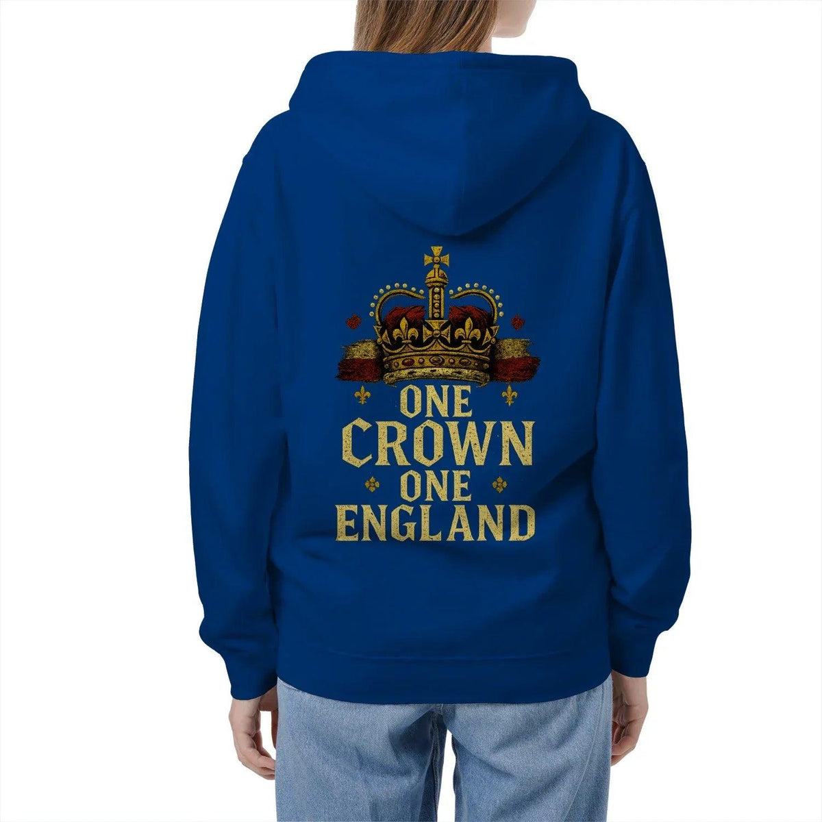 English Zip Hoodie - One Crown One Gold Royal, Unisex - Celtic Wolfwear