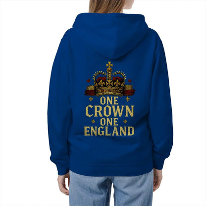 English Zip Hoodie - One Crown One Gold Royal, Unisex - Celtic Wolfwear