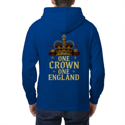 English Zip Hoodie - One Crown One Gold Royal, Unisex - Celtic Wolfwear