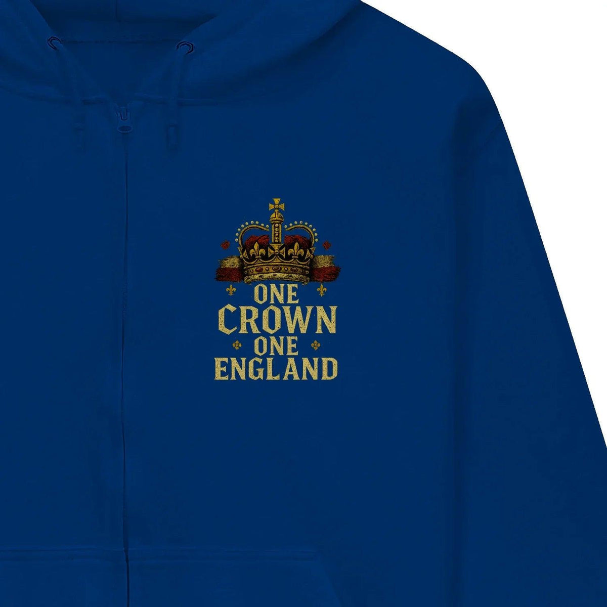English Zip Hoodie - One Crown One Gold Royal, Unisex - Celtic Wolfwear