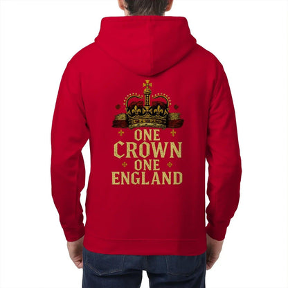 English Zip Hoodie - One Crown One Gold Royal, Unisex - Celtic Wolfwear