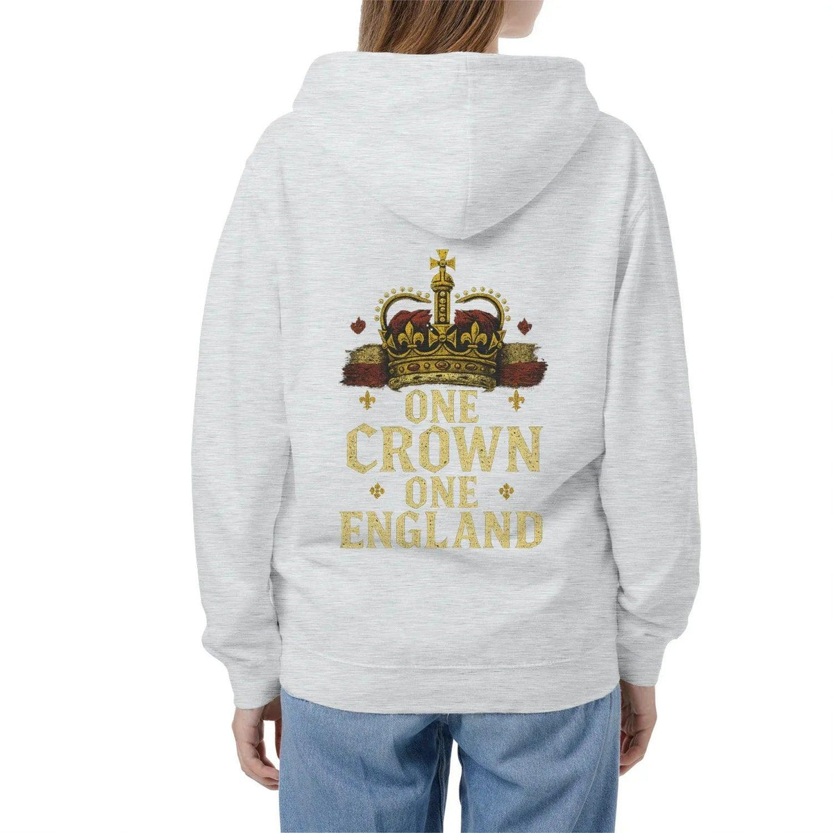 English Zip Hoodie - One Crown One Gold Royal, Unisex - Celtic Wolfwear