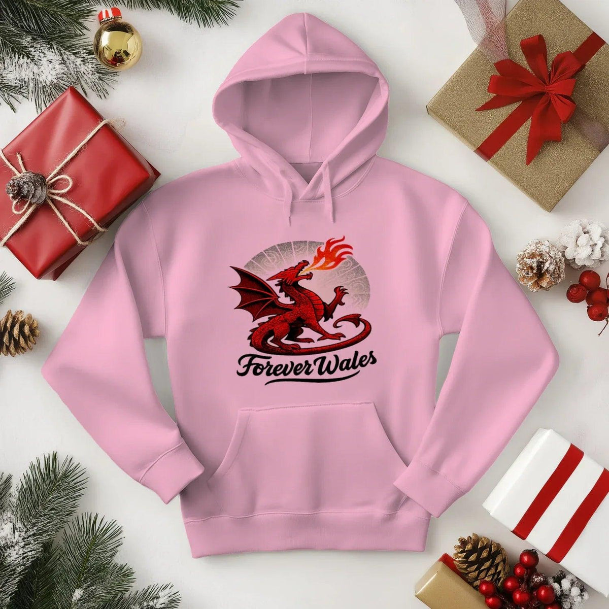 Forever Wales Welsh Dragon Hoodie – Red Heritage Pullover - Celtic Wolfwear
