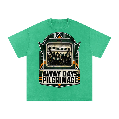 Glasgow Hoops Away Days Pilgrimage: Snow Washed Oversized Cotton T-Shirt - Celtic Wolfwear